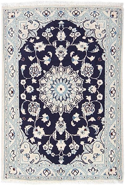 morgenland Wollteppich »Nain - 9la Medaillon Blu scuro 86 x 57 cm«, rechtec günstig online kaufen
