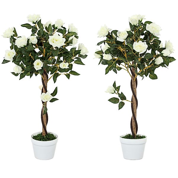 Outsunny künstliche Rosenpflanzen groß 90 cm Kunstpflanze, Plastik künstlic günstig online kaufen