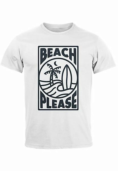 Neverless Print-Shirt Herren T-Shirt Beach Please Surfing Surfboard Wave We günstig online kaufen