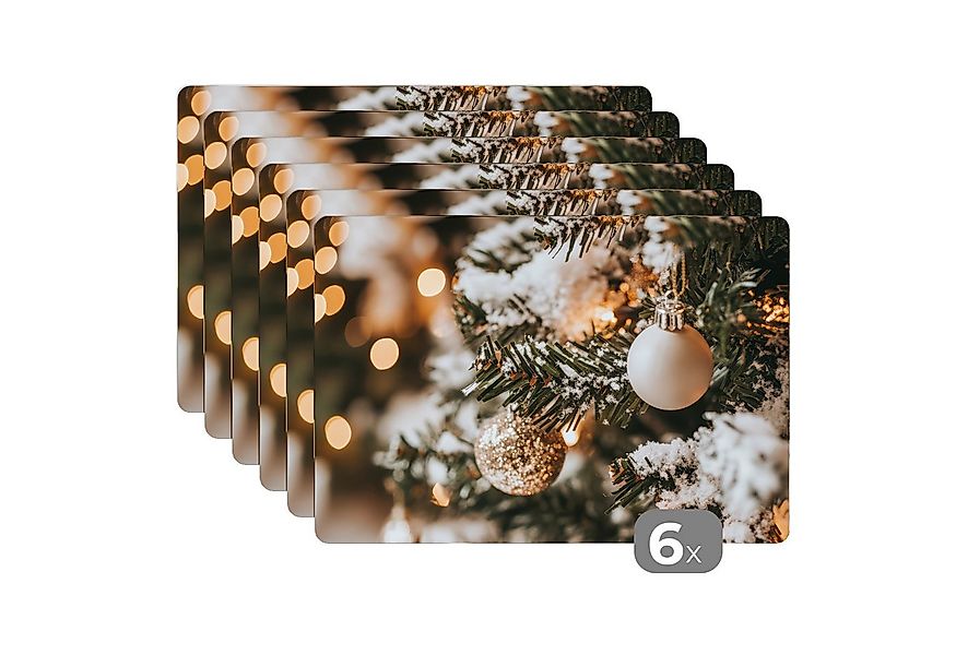 MuchoWow Platzset Weihnachten - Weihnachtsbaum - Winter - Innen - Schnee, ( günstig online kaufen