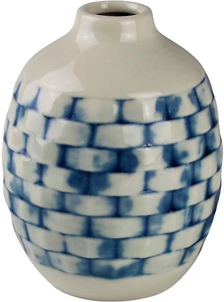 AM Design Dekovase "Karo, blau-weiß, Tischvase aus Keramik in bauchiger For günstig online kaufen