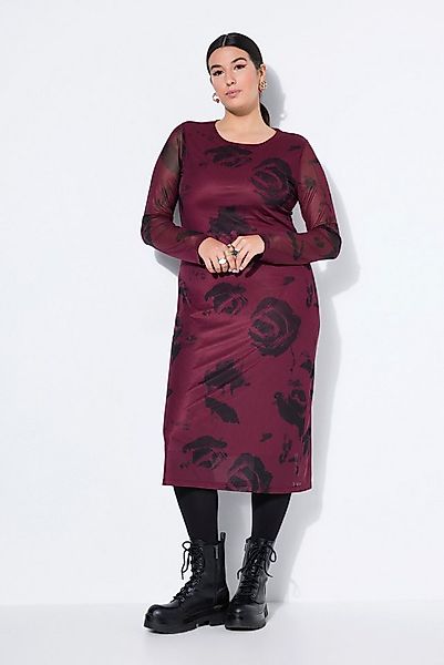 Studio Untold Midikleid Maxikleid Slim Shape Mesh mit Motiv Langarm günstig online kaufen