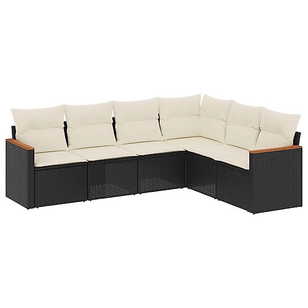 vidaXL 6-Tlg Garten-Sofagarnitur mit Kissen Schwarz Poly Rattan 3226000 günstig online kaufen