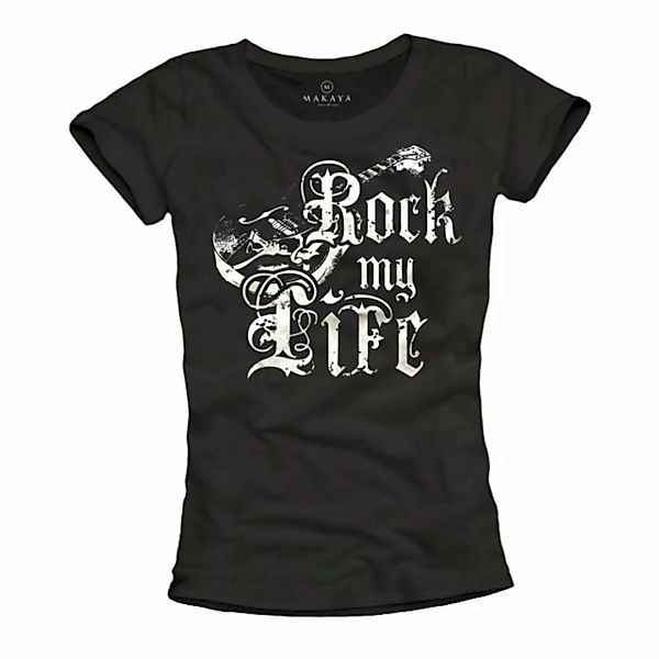 MAKAYA T-Shirt Rockige Damen Tops Musik Outfit Gitarre Rock Bandshirt Fraue günstig online kaufen