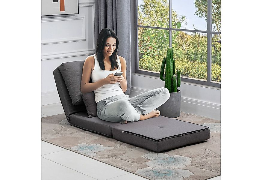 HOMCOM Schlafsofa mit verstellbarer Rückenlehne, Zierkissen, Bodensofa 1 Te günstig online kaufen