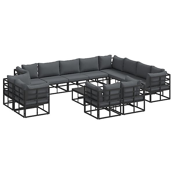 vidaXL Garten-Sofa-Set mit Kissen 13-Tlg Schwarz Aluminium 3378935 günstig online kaufen