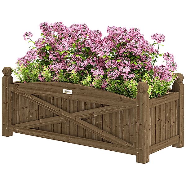 Outsunny Holz-Hochbeet, erhöhtes Pflanzbeet mit Drainagelöchern, Blumenkast günstig online kaufen