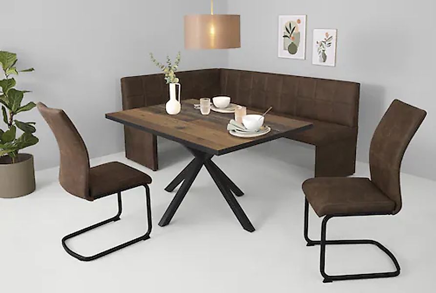 HELA Essgruppe »SPREE« 4 Stk. tlg. Esstisch 140x90 cm mit Dickkante, Microf günstig online kaufen