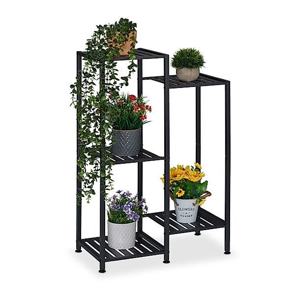 relaxdays Pflanzentreppe Blumenregal aus Metall, schwarz, günstig online kaufen