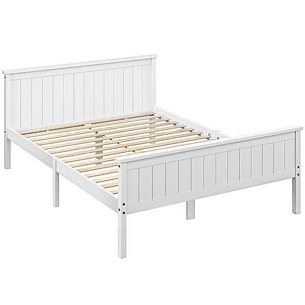 HOMCOM Bettgestell 150 x 210 cm, Einzelbett aus massiver Kiefer mit Lattenr günstig online kaufen