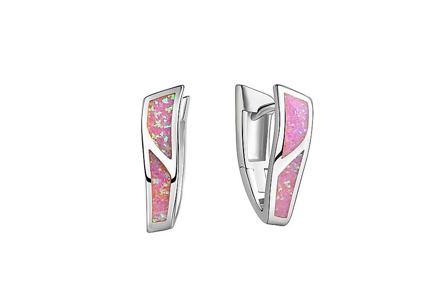 Vivance Paar Creolen 925-Sterling Silber rhodiniert synth. Opal pink günstig online kaufen