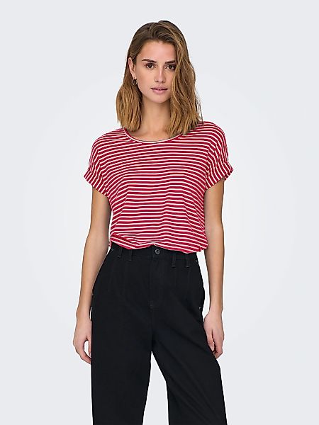 ONLY T-Shirt "ONLMOSTER STRIPE S/S O-NECK TOP JRS NOOS", mit Aufschlag am A günstig online kaufen