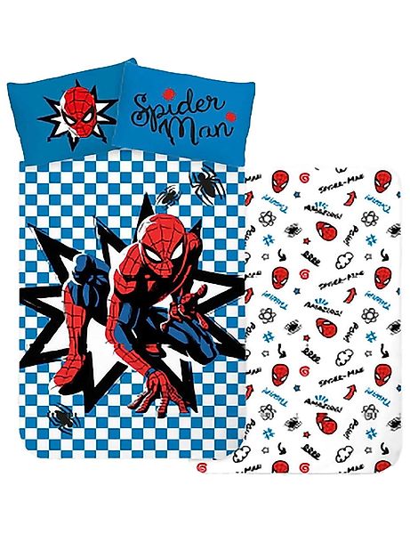 MARVEL Kinderbettwäsche Bettwäsche Spiderman Karo, 1 günstig online kaufen
