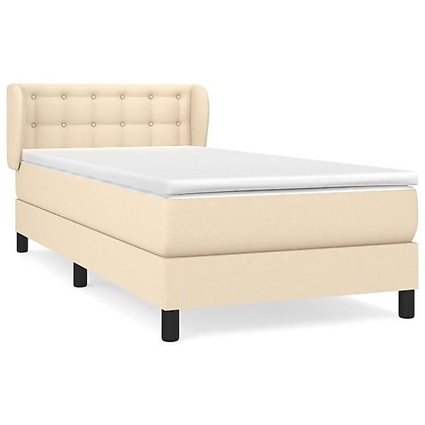 vidaXL Boxspringbett, Boxbett mit Matratze Creme 90x200 cm Stoff günstig online kaufen