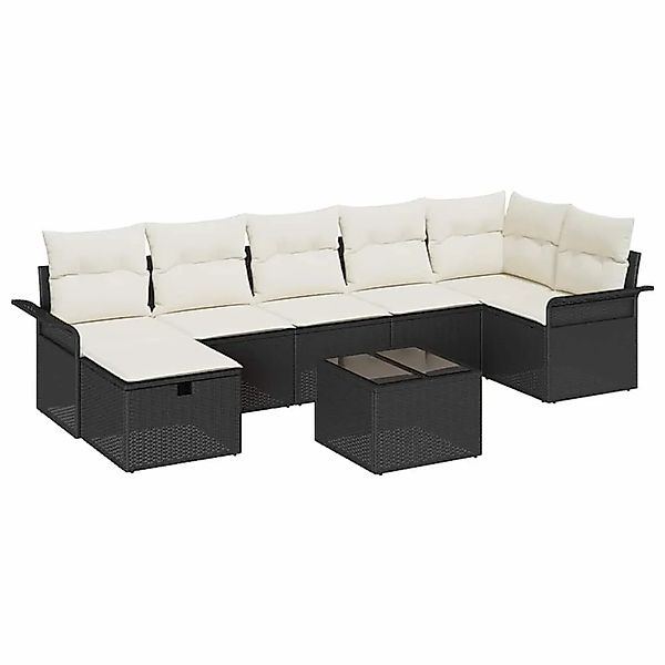 vidaXL Gartensofa-set mit Kissen 8-Tlg Schwarz und Creme Poly-Rattan 335890 günstig online kaufen