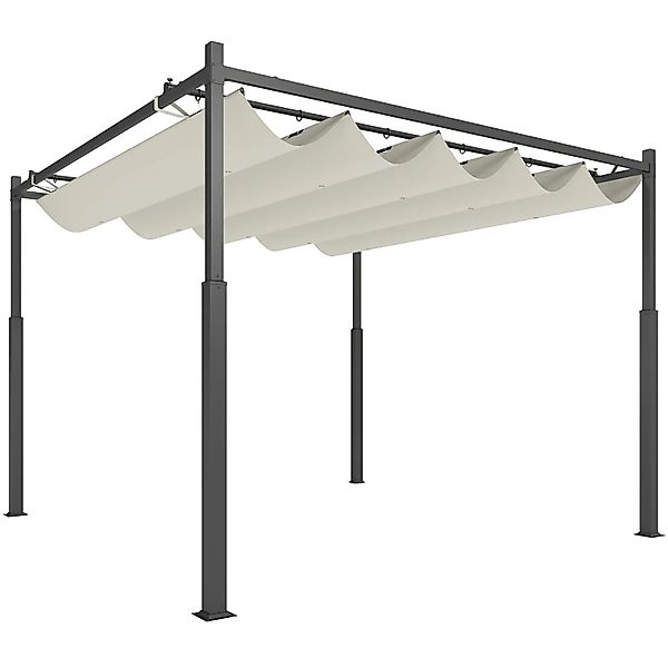 Outsunny Pergola Metall Polyester Cremeweiß 298L x 298B x 230H cm günstig online kaufen