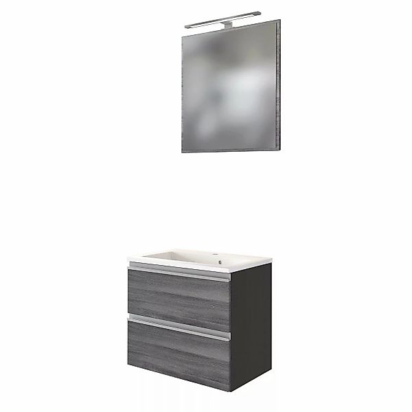 Held Möbel 2-tlg Gäste-Waschtisch-Set Neapel 60 cm Eiche Rauchsilber-Graphi günstig online kaufen