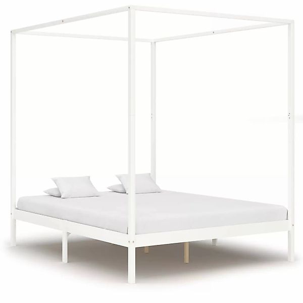 Himmelbett-gestell 2 Schubladen Weiß Kiefernholz 180x200cm günstig online kaufen