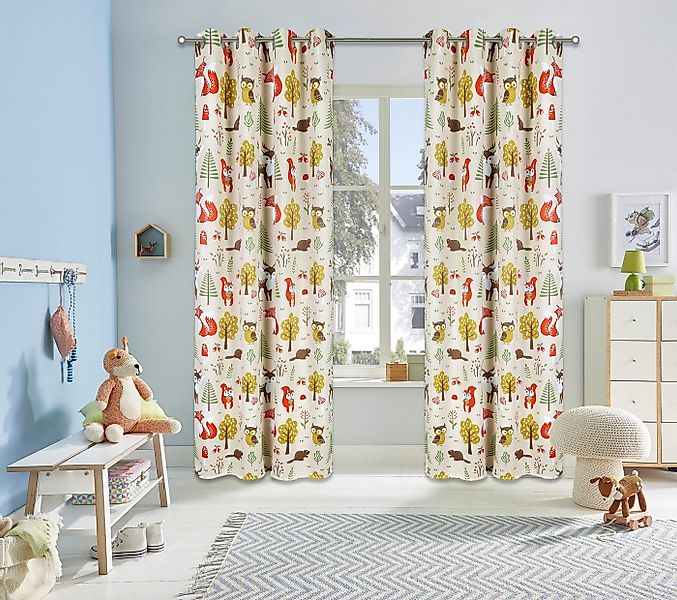 my home Verdunkelungsvorhang Waldtiere (1 St), Ösen, verdunkelnd, bedruckte günstig online kaufen