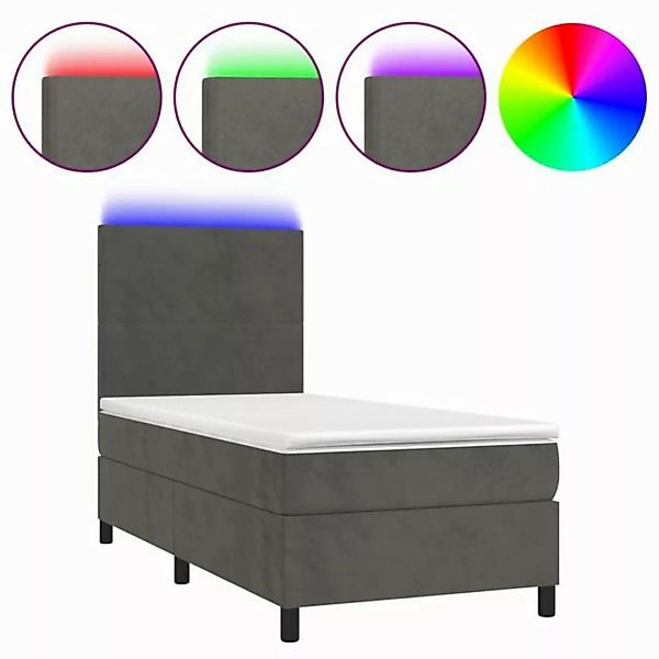 vidaXL Boxspringbett Boxspringbett mit Matratze LED Dunkelgrau 90x200 cm Sa günstig online kaufen