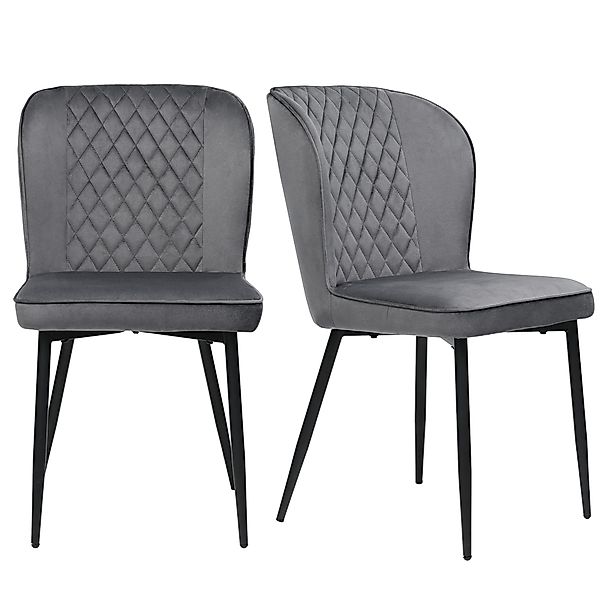 Set aus 2 gepolsterten Esszimmerstühlen aus Samt mit Rückenlehne und Metall günstig online kaufen