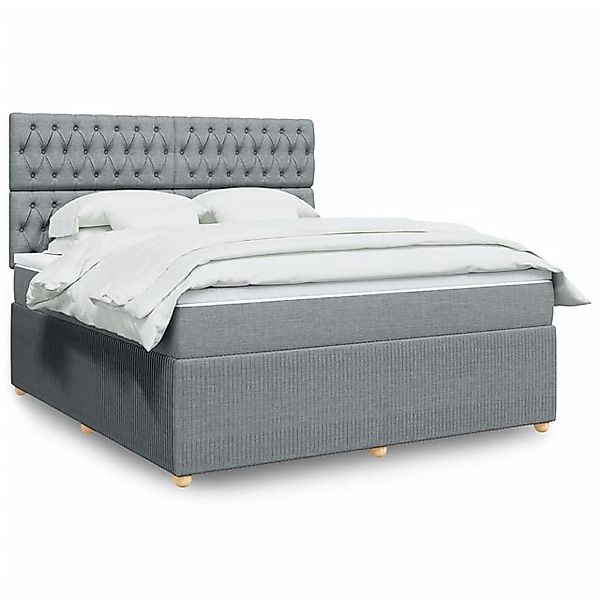 vidaXL Boxspringbett, Boxspringbett mit Matratze Hellgrau 180x200 cm Stoff günstig online kaufen