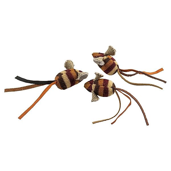 DUVO+ Tierkuscheltier Katzenspielzeug Knitted Mäuse braun günstig online kaufen
