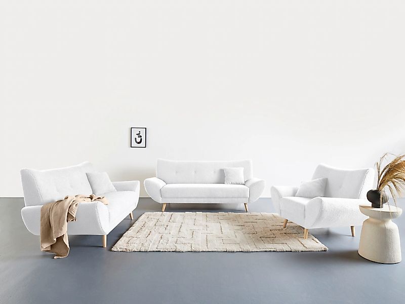 Home affaire Polstergarnitur "Basta" 3 Stk. tlg. Komfortable Wellenunterfed günstig online kaufen
