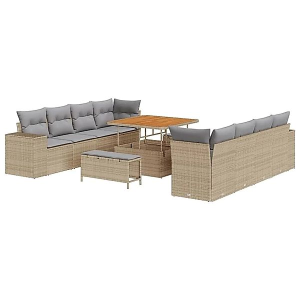 vidaXL Gartensofa-set mit Kissen 11-Tlg Beige und Hellgrau Poly-Rattan 3363 günstig online kaufen