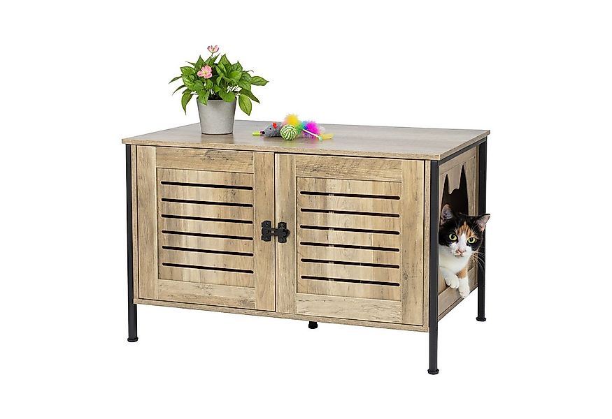relaxdays Katzenhaus Katzenschrank für Katzenklo, Holzoptik günstig online kaufen