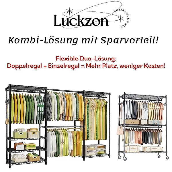 LUCKZON Kleiderständer mit Höhenverstellbaren Einlegeböden freistehend günstig online kaufen