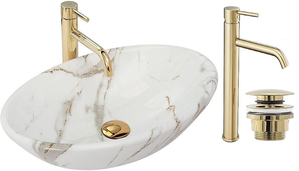 GTM Design Aufsatzwaschbecken Modern Waschbecken ohne Hahnloch Elegant, Ova günstig online kaufen