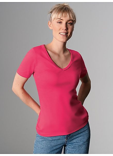 Trigema T-Shirt TRIGEMA V-Shirt aus Baumwolle/Elastan günstig online kaufen