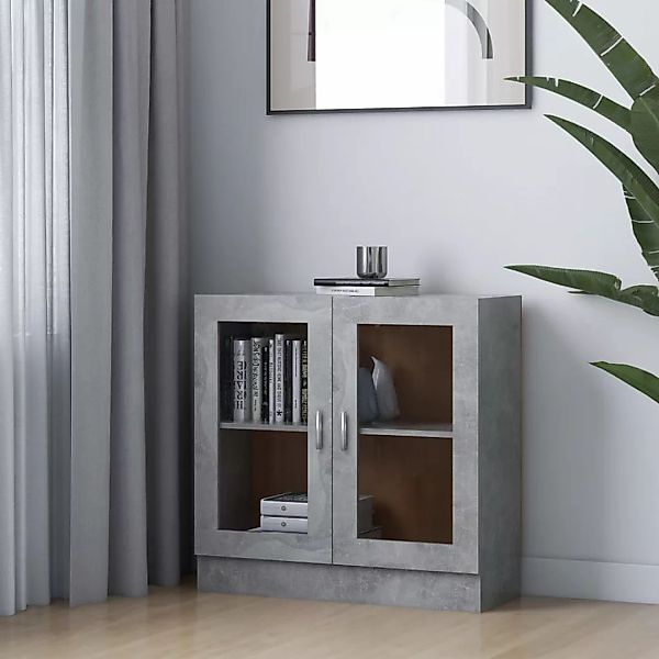 vidaXL Vitrine Bücherschrank Vitrinenschrank Vitrine Betongrau 82,5x30,5x80 günstig online kaufen