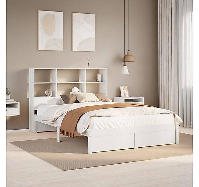 vidaXL Bett, Massivholzbett mit Regal ohne Matratze Weiß 140x190 cm Kiefer günstig online kaufen