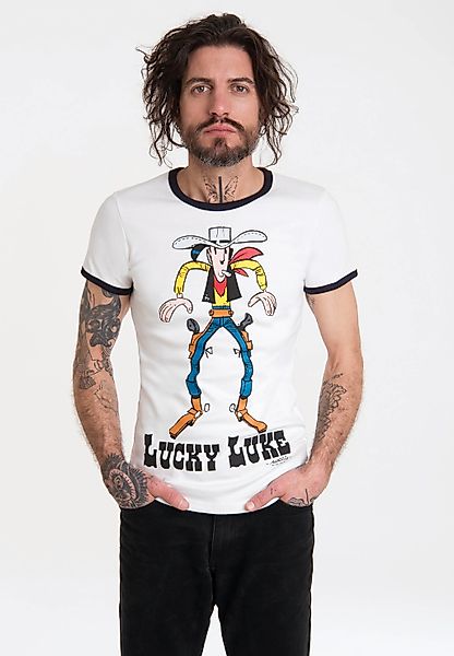 LOGOSHIRT T-Shirt "Lucky Luke" mit farblich abgesetzten Bündchen günstig online kaufen