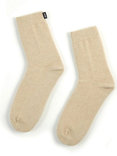 GOBI Cashmere Socken Naturfarbe Unisex Kaschmir Rippenstrick-Bettsocken günstig online kaufen