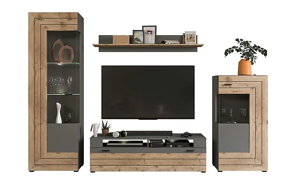 Wohnkombination  Fosso ¦ grau ¦ Maße (cm): B: 290 H: 195 Kommoden & Sideboa günstig online kaufen