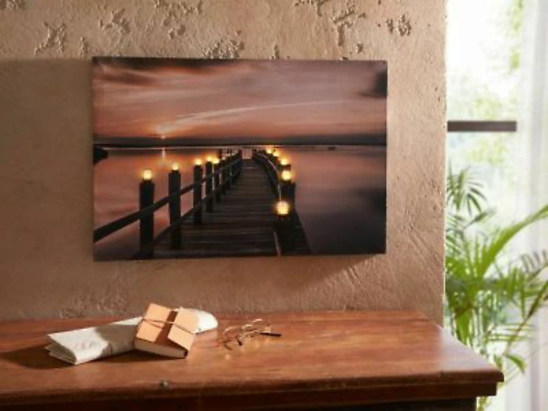 HOME Living LED-Bild Sonnenuntergang Leinwandbilder braun günstig online kaufen