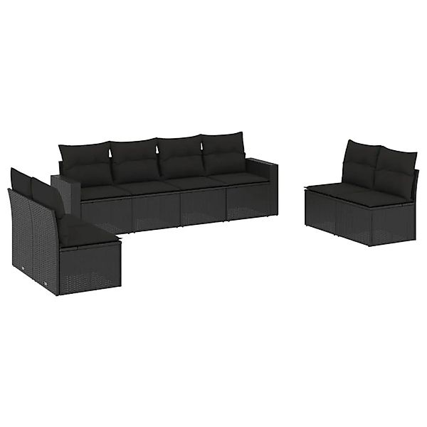 vidaXL 8-Tlg Garten-Sofagarnitur mit Kissen Schwarz Poly Rattan 3251182 günstig online kaufen