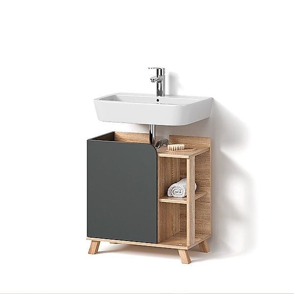 Livinity® Waschbeckenunterschrank Marano, Anthrazit/Sonoma, 60 x günstig online kaufen