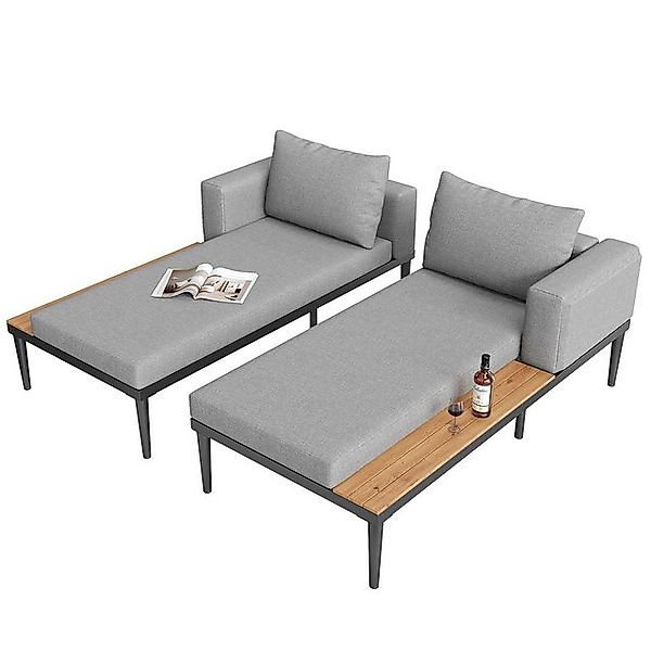 Rutaqian Daybed Doppel-Liegebett mit Regalen, Sonnenliege für Terrasse, Gar günstig online kaufen