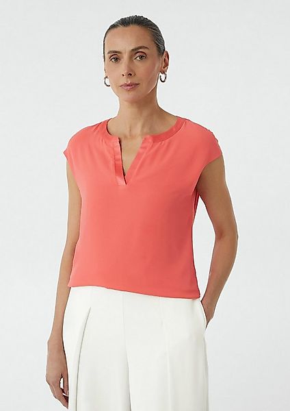 comma Kurzarmshirt T-Shirt Viskose-Shirt mit Satinblende im Fabricmix günstig online kaufen