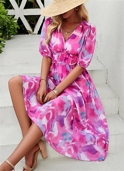 RUZU UG Abendkleid Damen Revers Langarmkleid mit Gürtel (1-tlg) günstig online kaufen