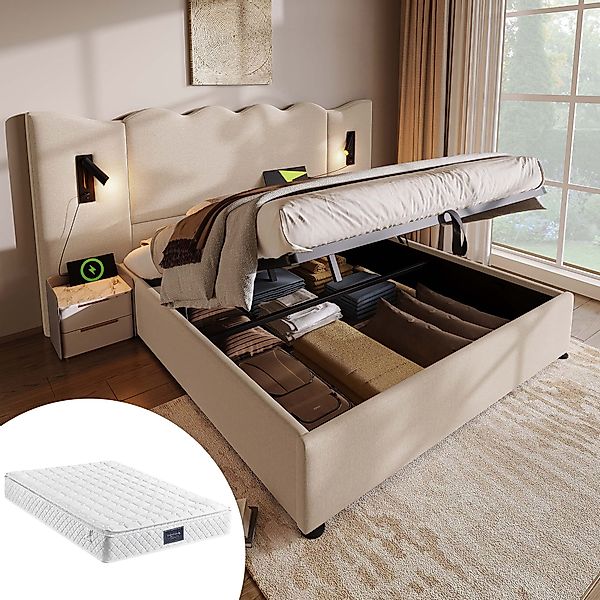 HAUSS SPOLE Polsterbett 160×200 mit Leselampe günstig online kaufen