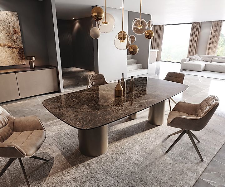 Esstisch Edge Boot 240x120 Keramik Emperador Extra Lucidato Dunkelbraun Tro günstig online kaufen