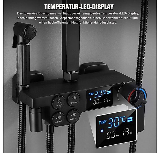 XERSEK Brausegarnitur Thermostat Duschsystem, 4-Funktions-Badezimmer-Duschs günstig online kaufen