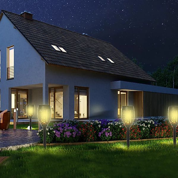 Outsunny Solarleuchte Outdoor 4er-Set Gartenlicht IP44 wasserfest 6-8h Leuc günstig online kaufen