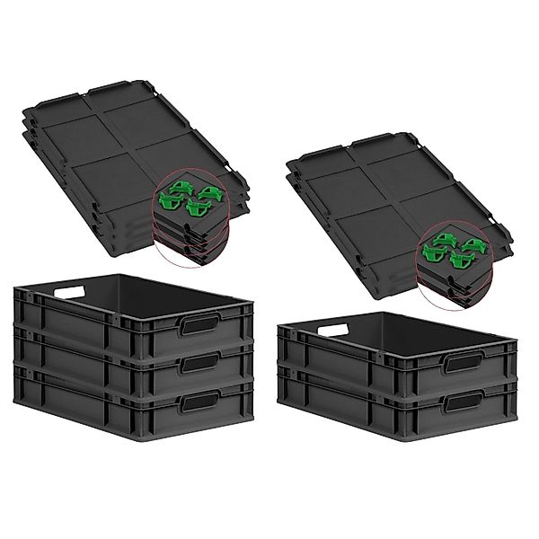 PROREGAL SparSet 5x Eurobox Nextgen Grip Mit Auflagedeckel Und Grünen Versc günstig online kaufen