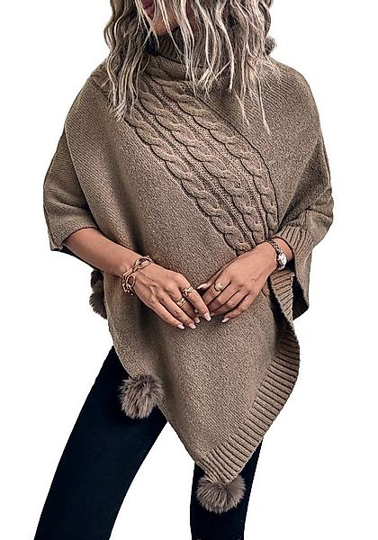 Vivi Idee Strickponcho Damen Strickponcho mit Kragen, Winter warme Schal Pu günstig online kaufen